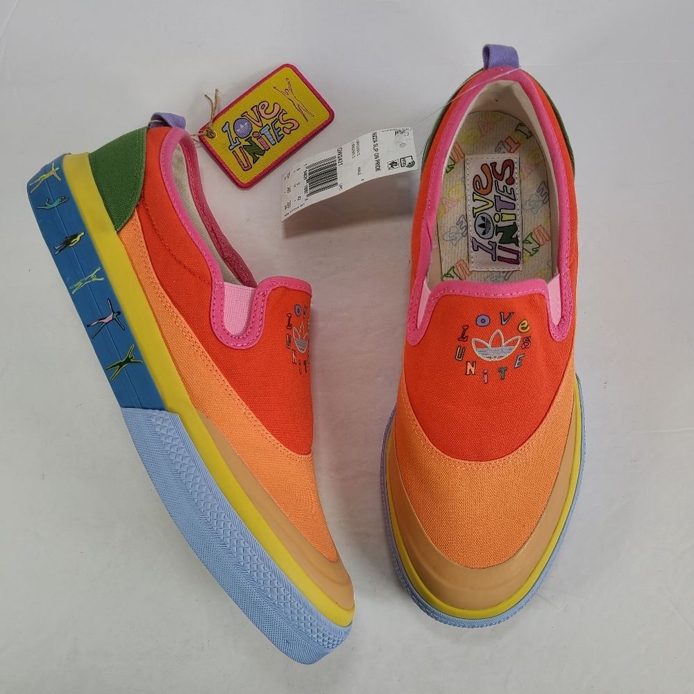 Adidas Nizza Slip On Pride Love Unites Multi Colored Sneakers Men Size 8.5